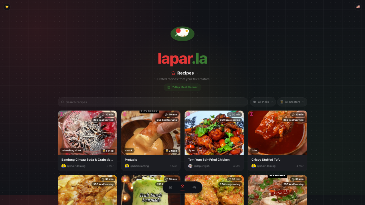 lapar.la - Viral Recipe Platform for Malaysia screenshot 1